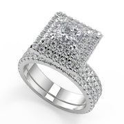 Molly Double Halo Pave Gala Princess Cut Diamond Engagement Ring - Nivetta